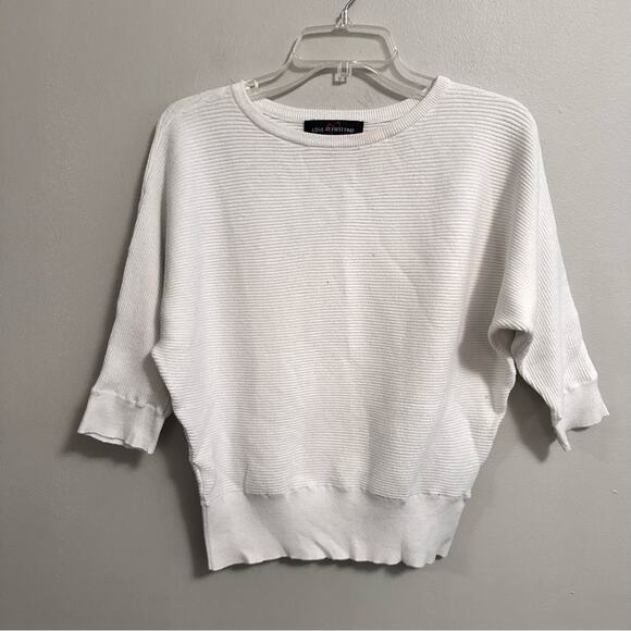 Love at First Find Ribbed Crewneck Dolman Shirt White Womens Small - Picture 1 of 5